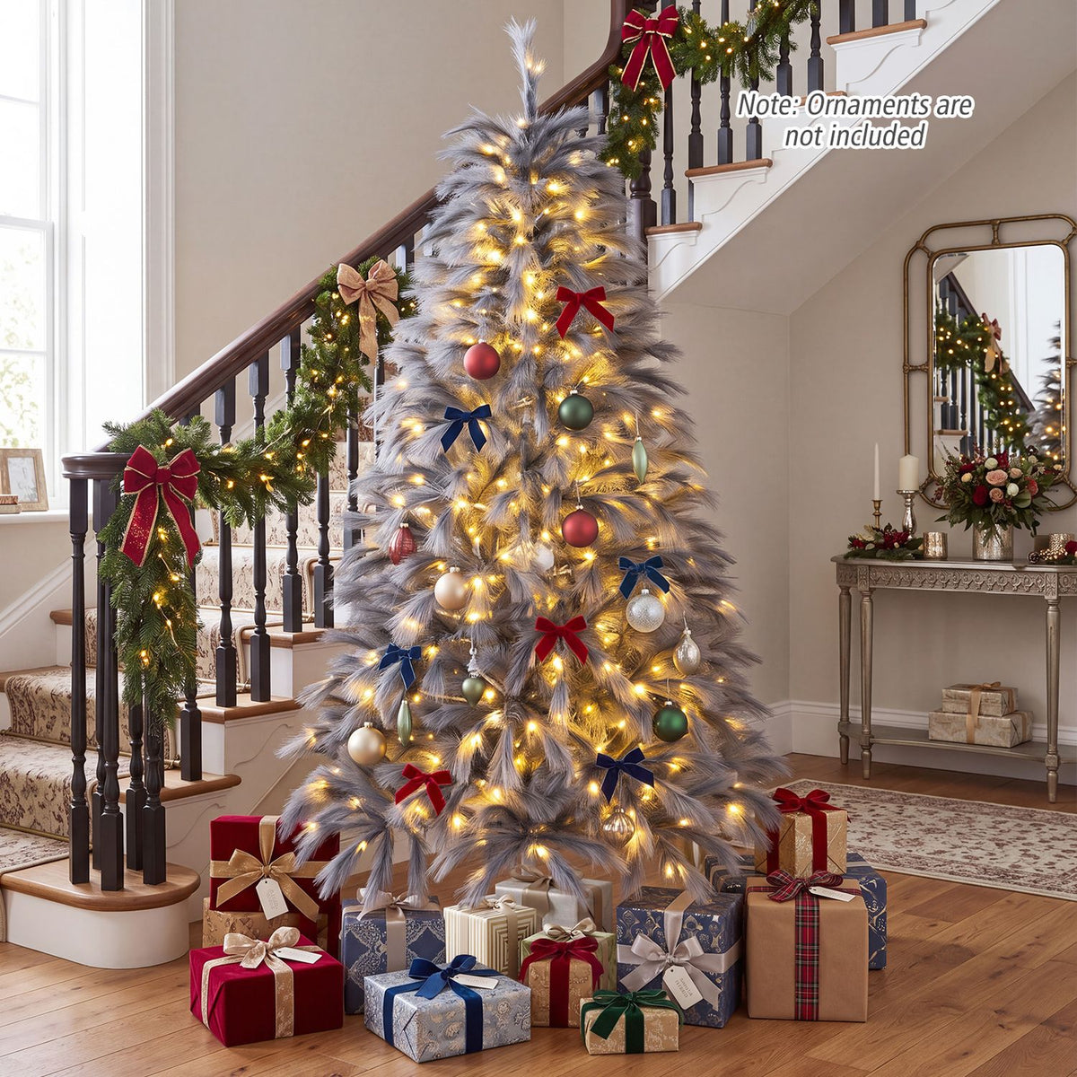 6 FT Pre-Lit Christmas Tree with Feather-Inspired Branch Tips