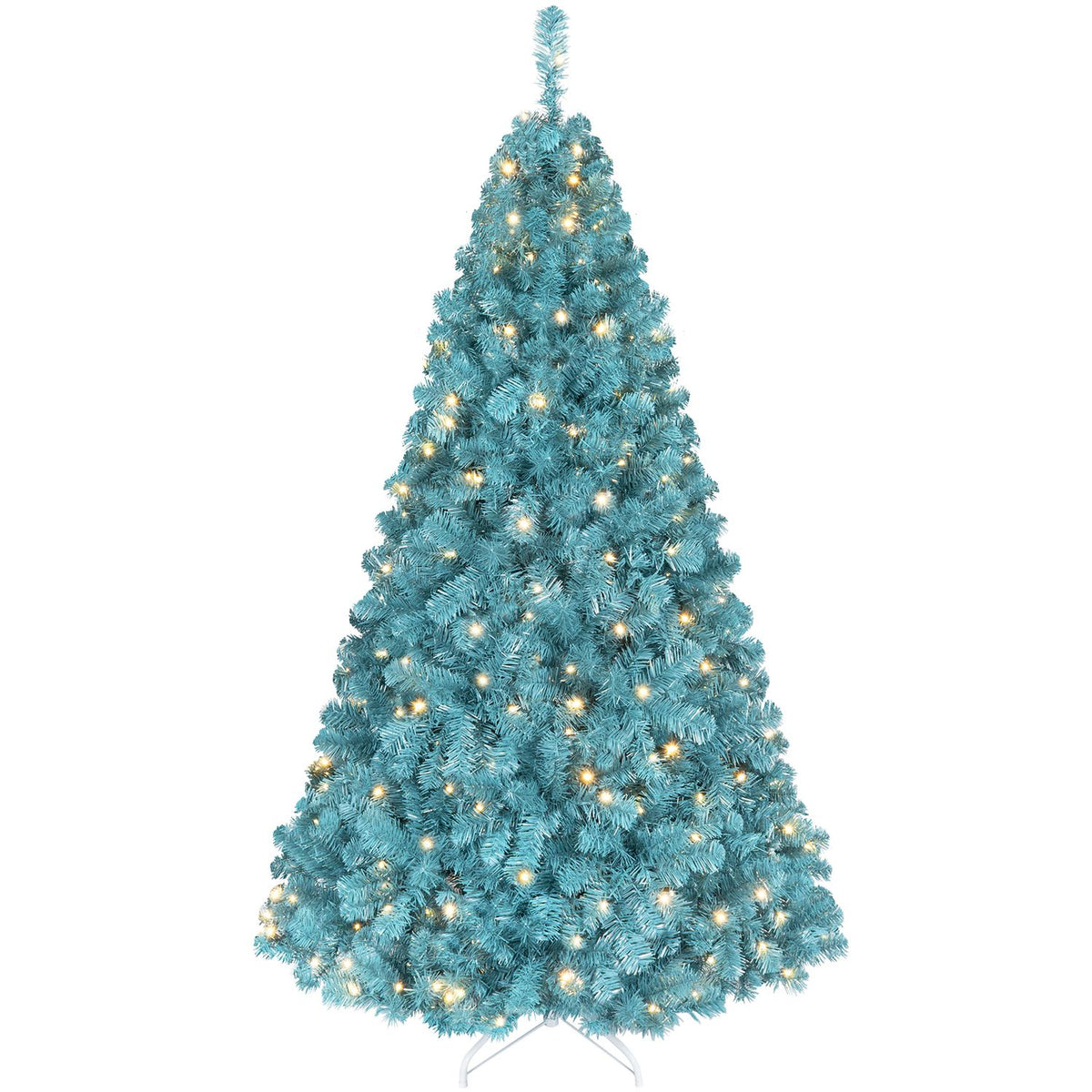 4.5 FT Pre-Lit Peacock Blue Christmas Tree with 500/250/140/750 Warm White LED Lights