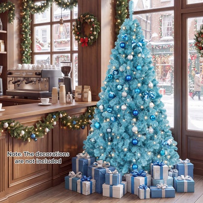 4.5 FT Pre-Lit Peacock Blue Christmas Tree with 500/250/140/750 Warm White LED Lights
