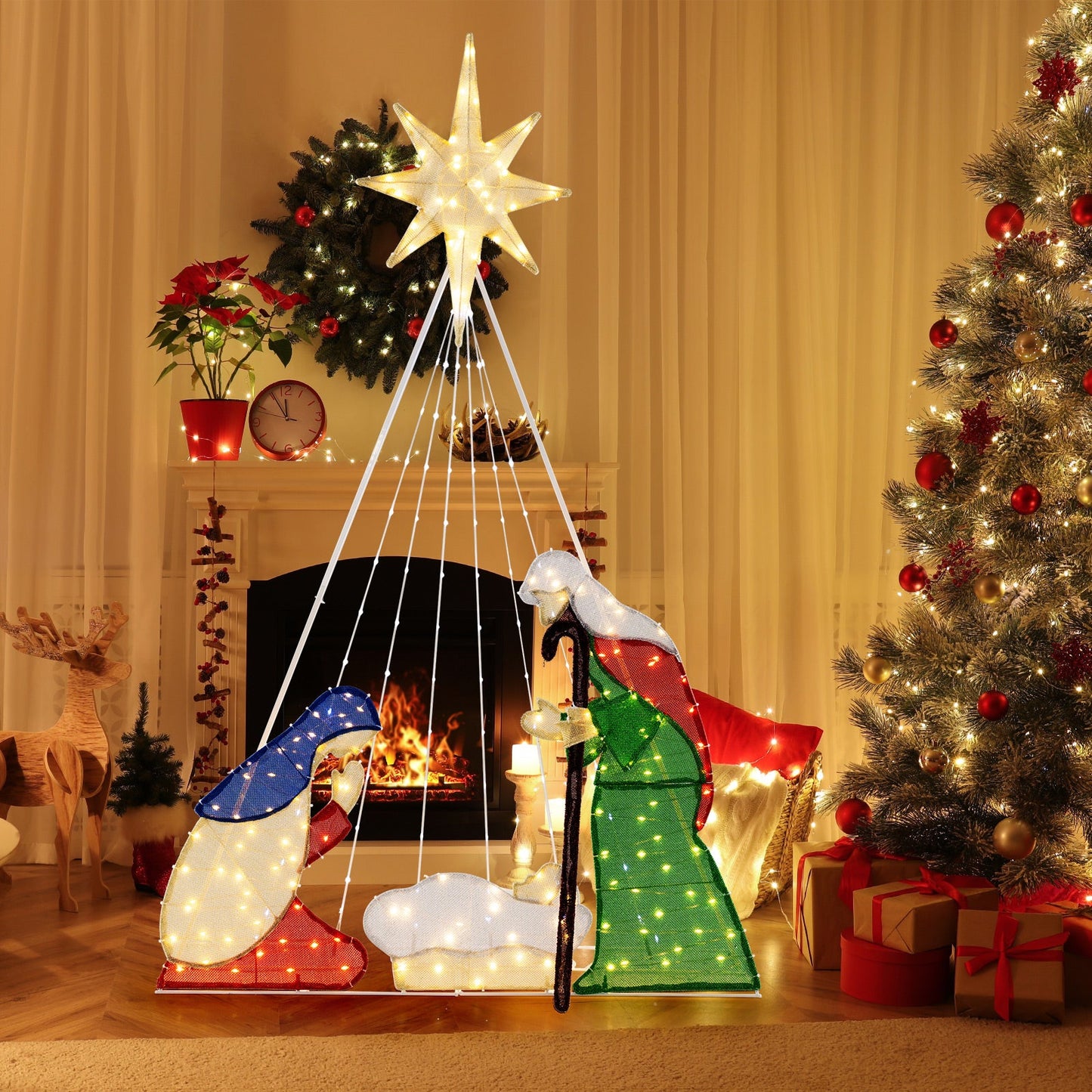 6 Feet Lighted Nativity Scene with 240 LED Lights