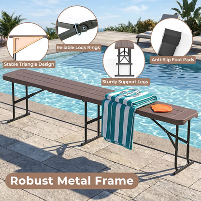 6 Foot Folding Bench with Carrying Handle - 660 lb Capacity