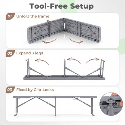 6 Foot Folding Bench with Carrying Handle - 660 lb Capacity