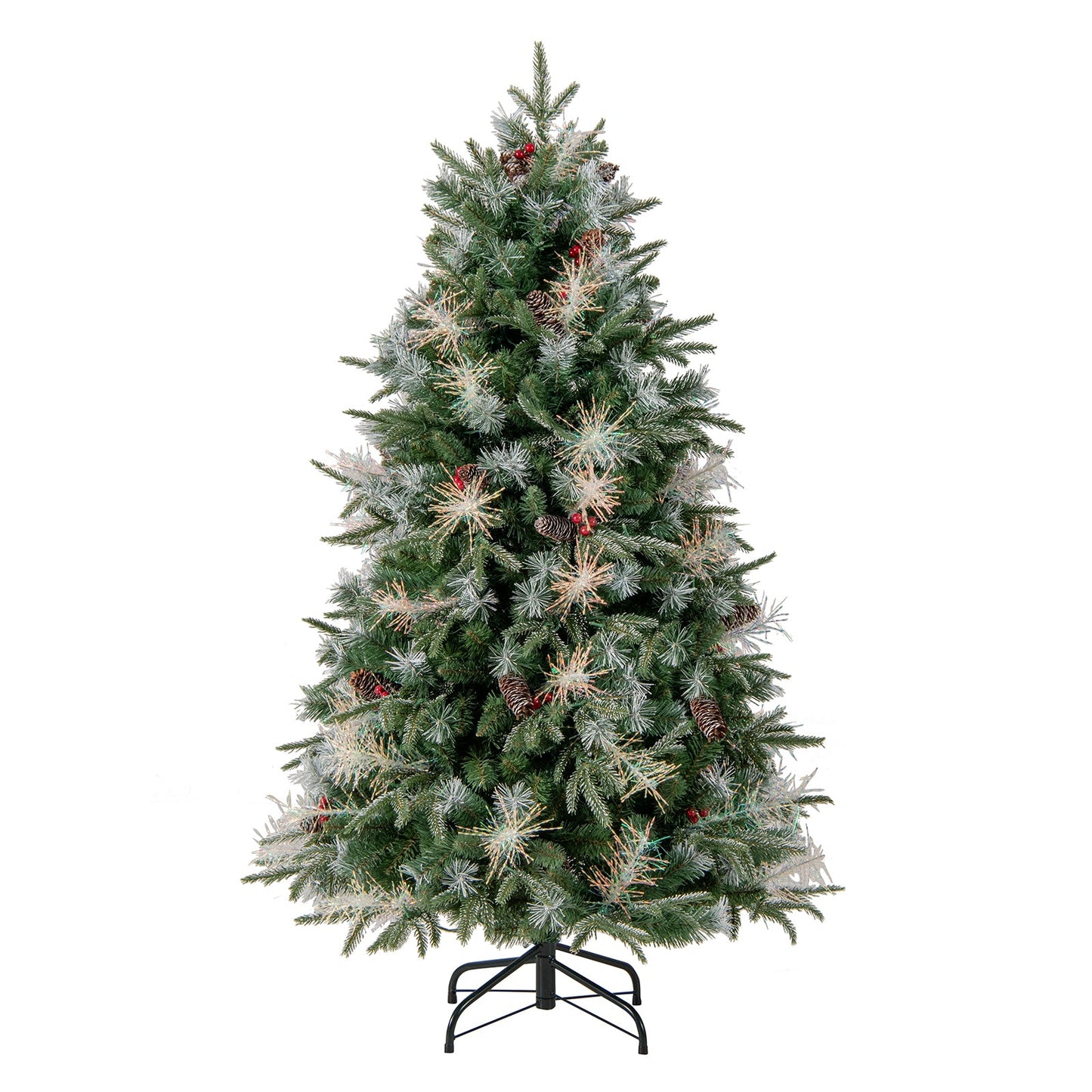 5 Feet Pre-Lit Artificial Christmas Tree with 8 Modes LED Lights with Berries