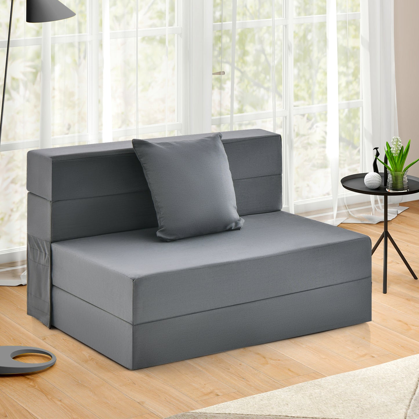 6-Inch Tri-Fold Sofa Bed with Pillow - Convertible Mattress