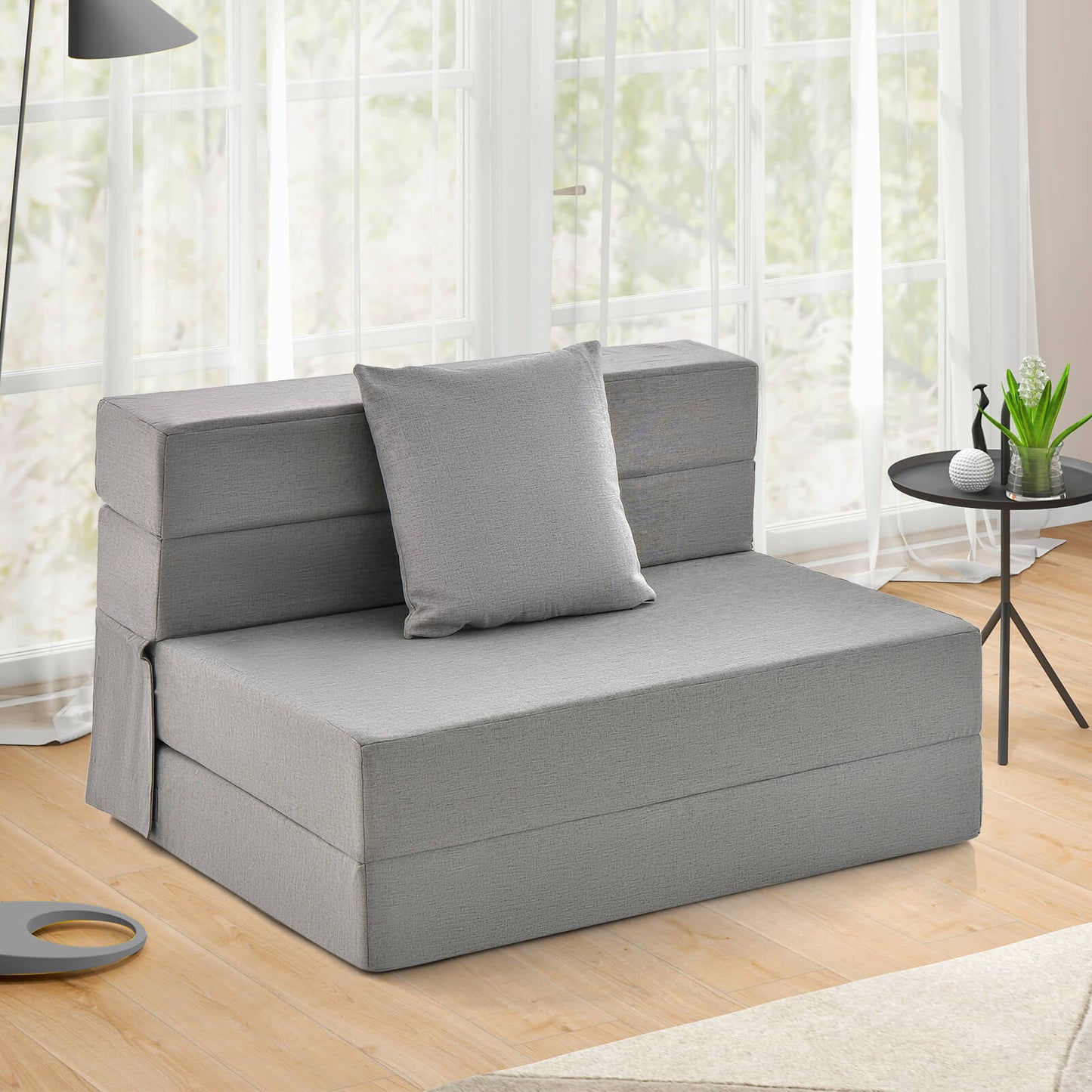 6-Inch Tri-Fold Sofa Bed with Pillow - Convertible Mattress