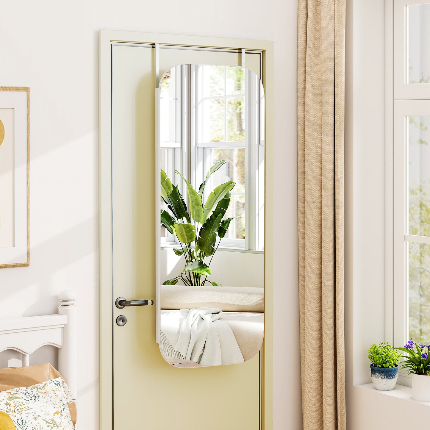 Wall Mounted Jewelry Cabinet with LED Mirror - White