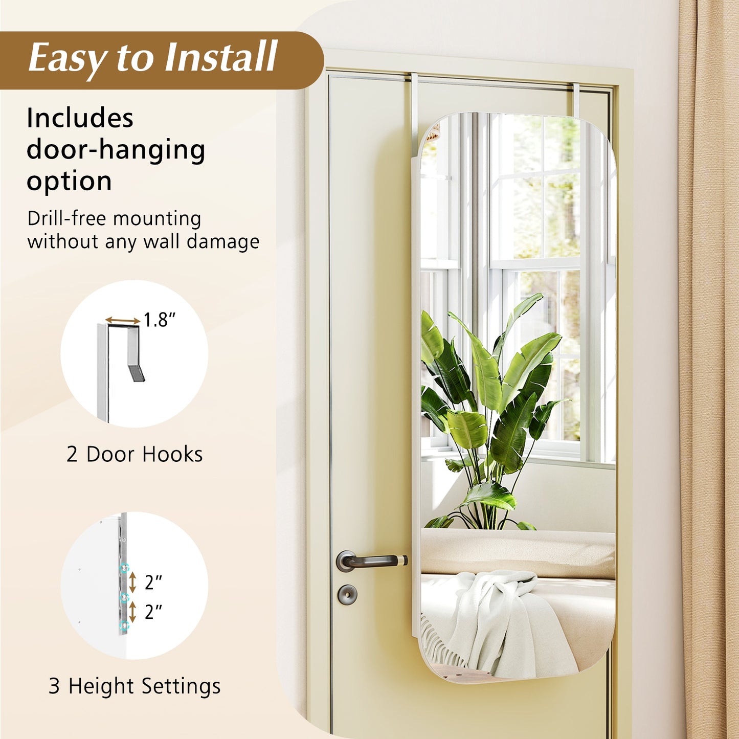 Wall Mounted Jewelry Cabinet with LED Mirror - White