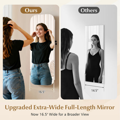 Wall Mounted Jewelry Cabinet with LED Mirror - White