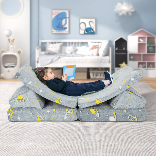 Kids Modular Play Couch 6-Piece Set with Glow-in-Dark Feature