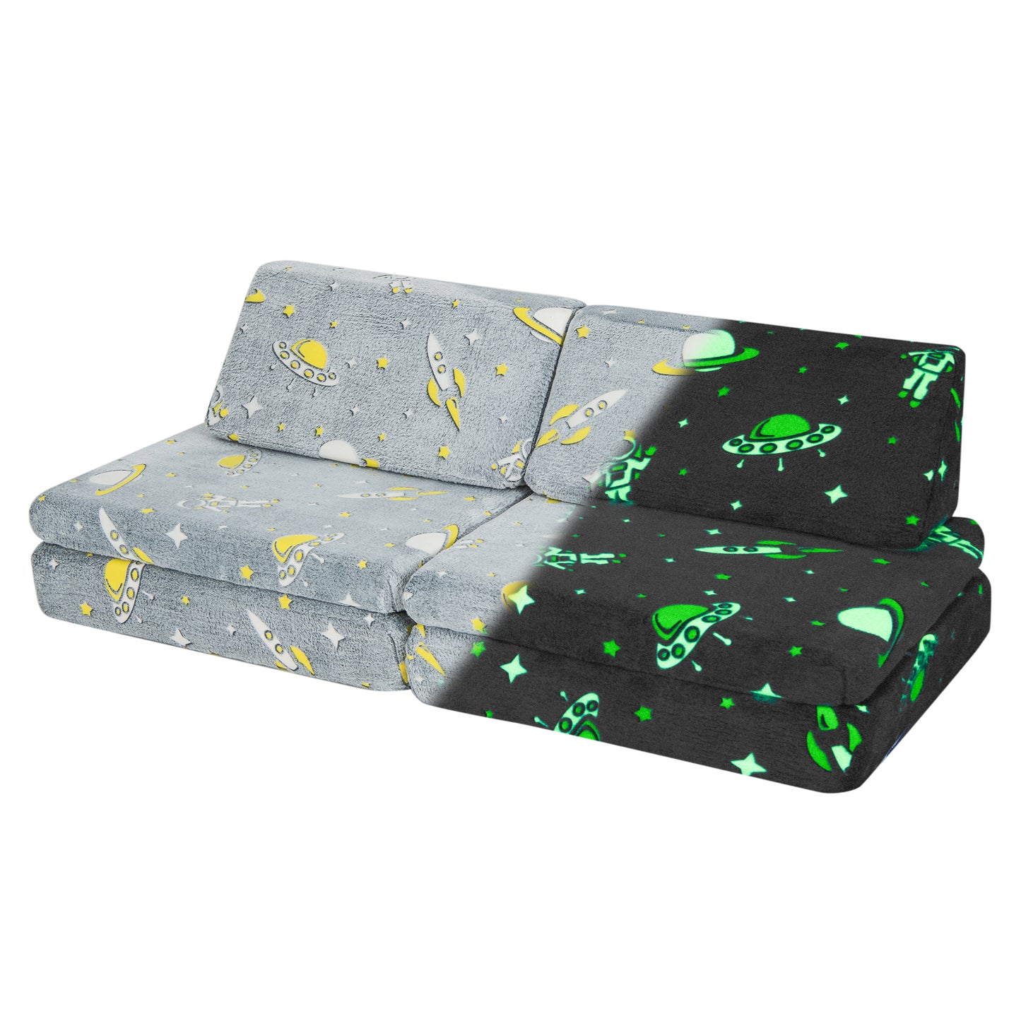 Kids Modular Play Couch 6-Piece Set with Glow-in-Dark Feature