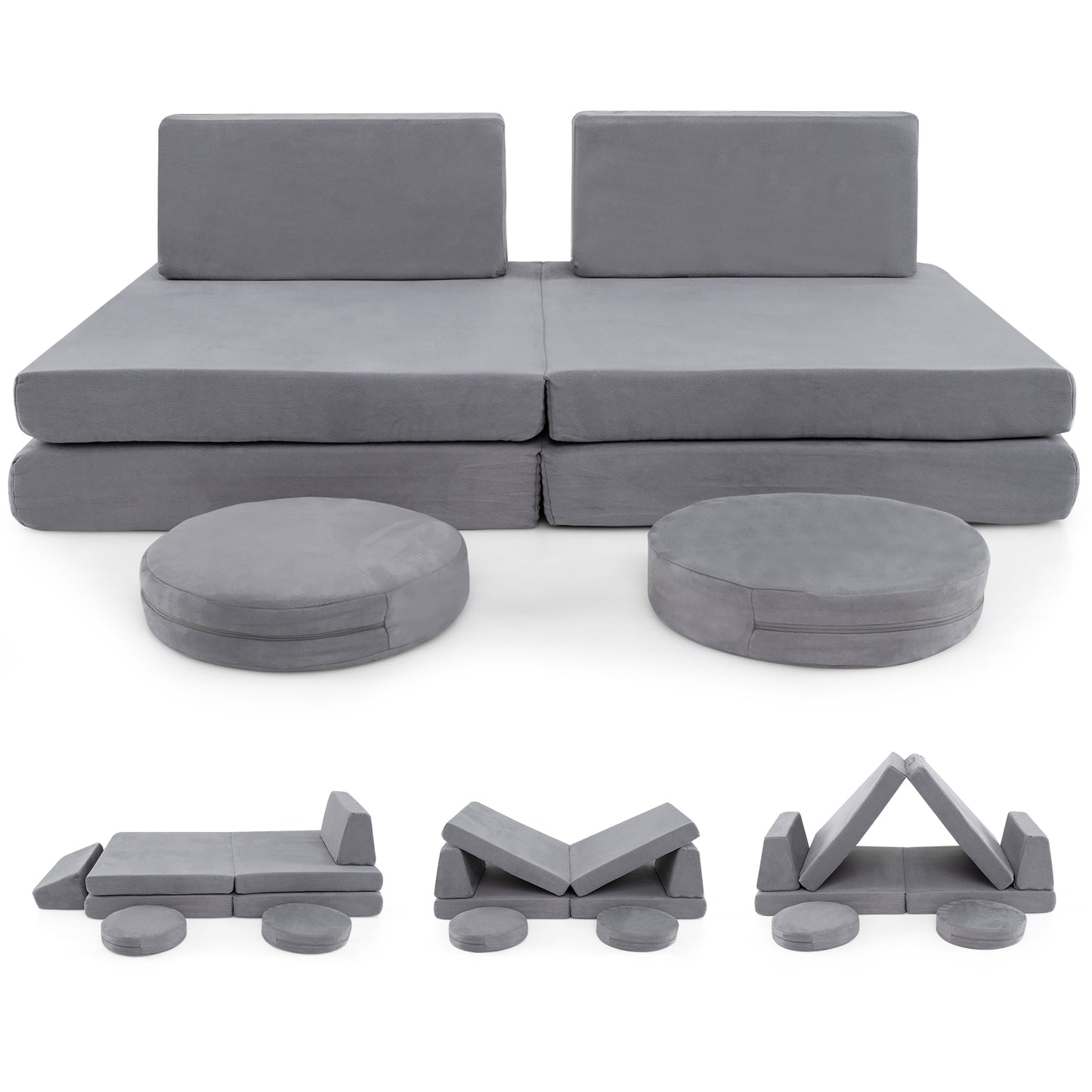 Modular Kids Play Couch Set 6-Piece with Washable Covers