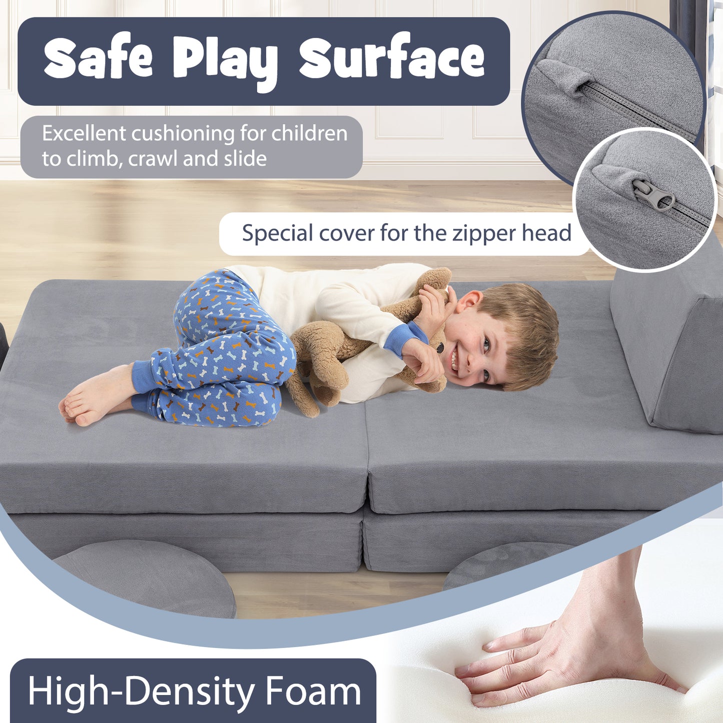 Modular Kids Play Couch Set 6-Piece with Washable Covers