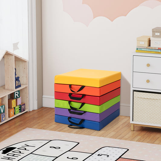 Square Floor Cushions Set of 6 - 16 Inch Soft Multicolor
