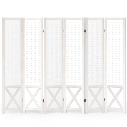 6-Panel Pegboard Room Divider 67 Inches Tall Foldable Privacy Screen