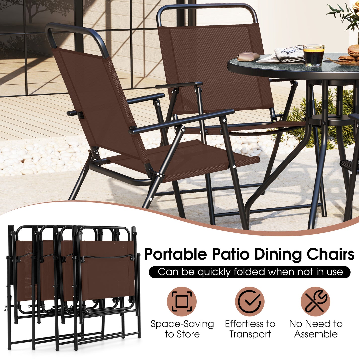 6-Piece Patio Dining Set with Umbrella and Folding Chairs