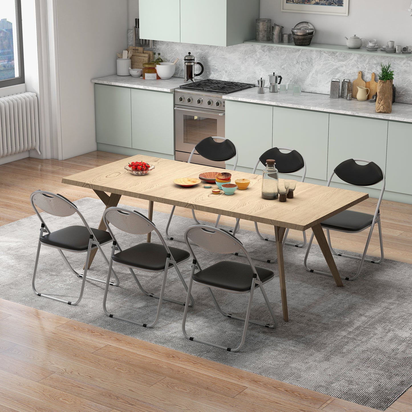 U-Shape Folding Chairs with Hollow Handle - Set of 6
