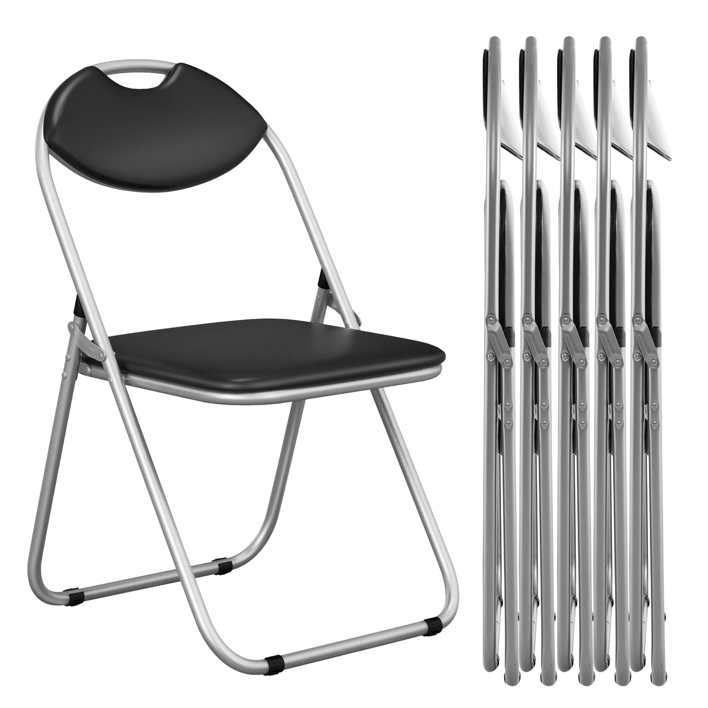 U-Shape Folding Chairs with Hollow Handle - Set of 6
