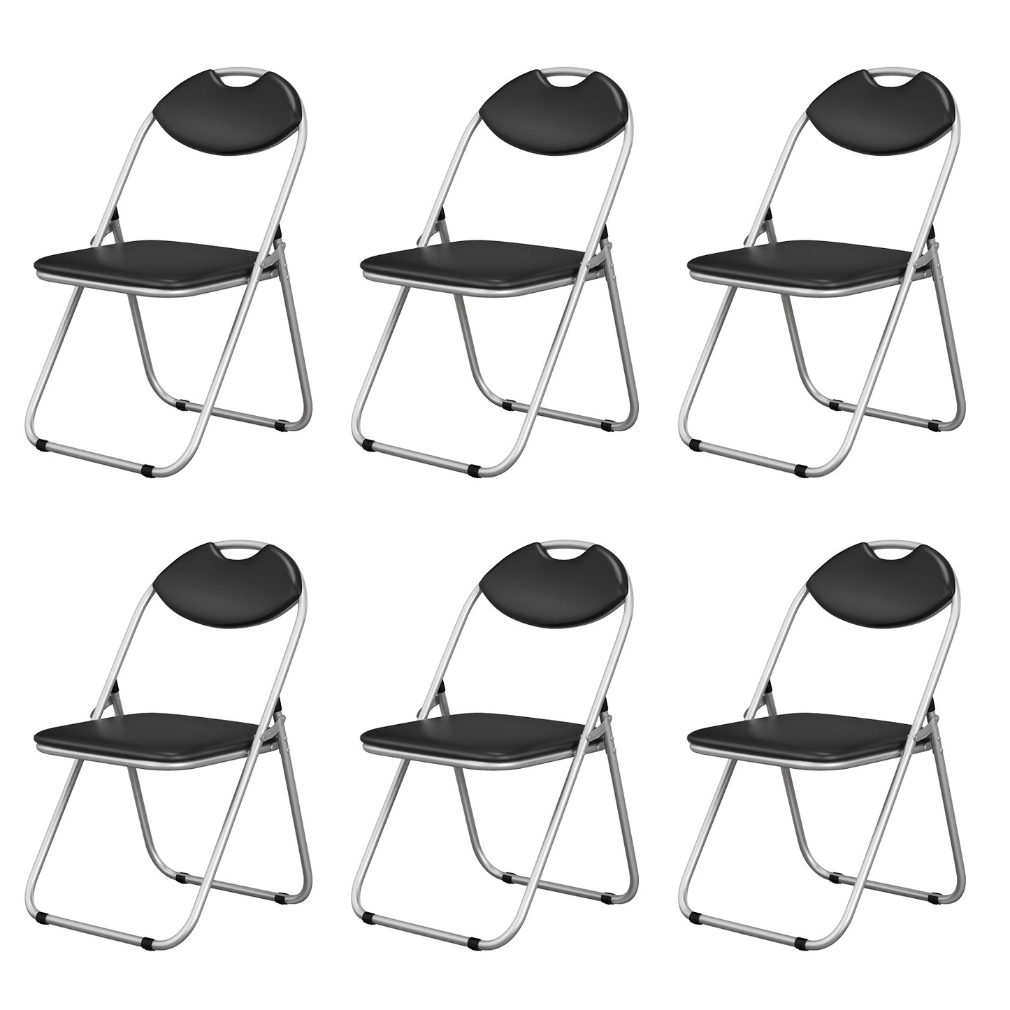U-Shape Folding Chairs with Hollow Handle - Set of 6