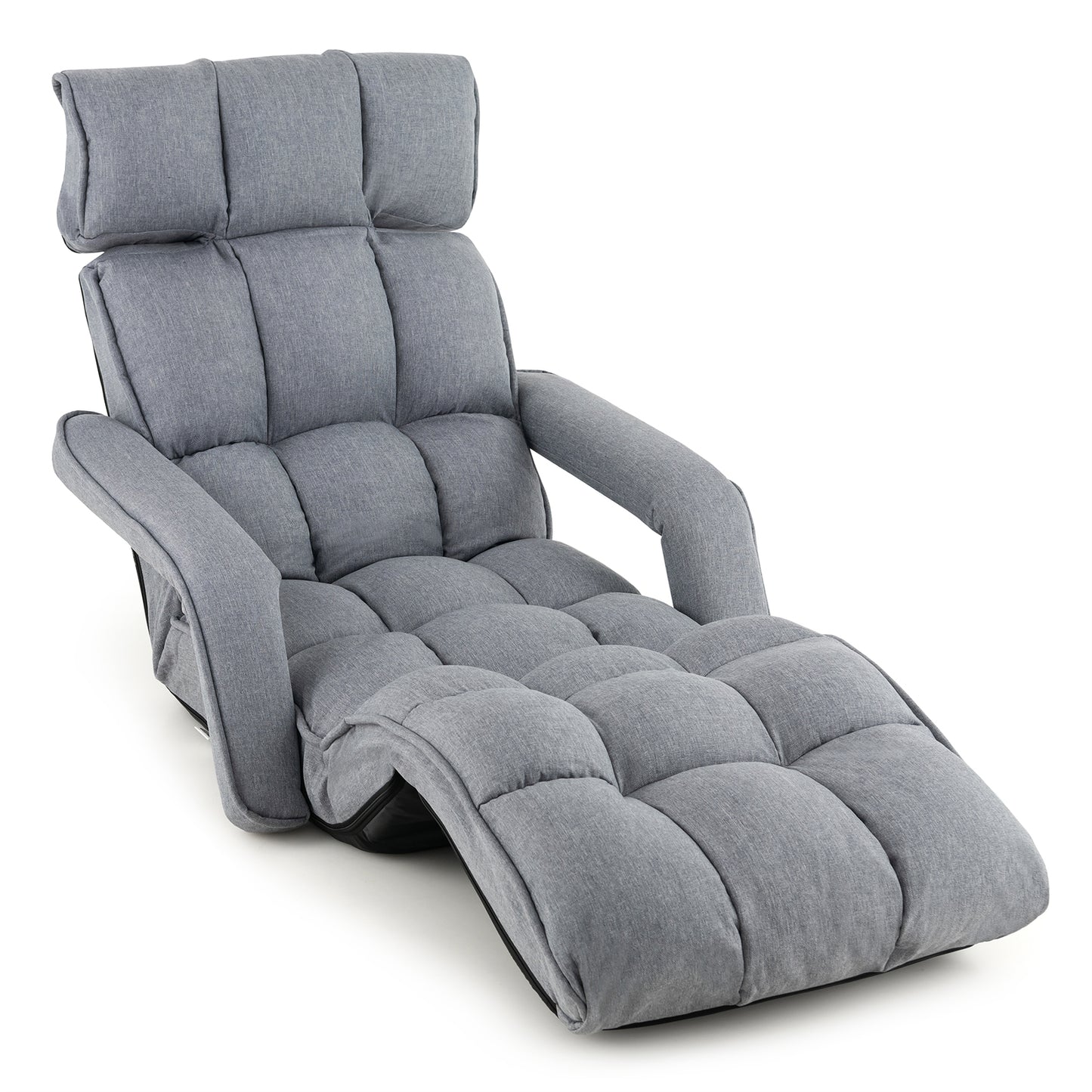 6-Position Adjustable Floor Chair with Armrests and Footrest