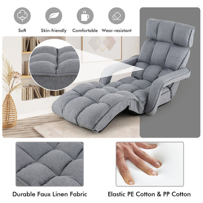 6-Position Adjustable Floor Chair with Armrests and Footrest