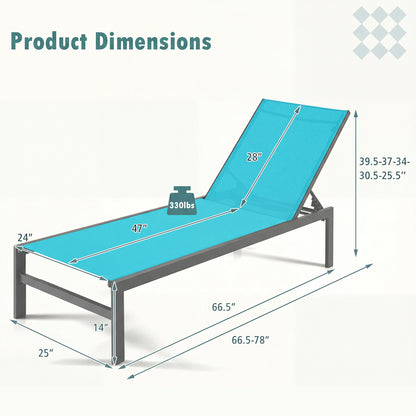 6-Position Adjustable Chaise Lounge Chair with Aluminum Frame