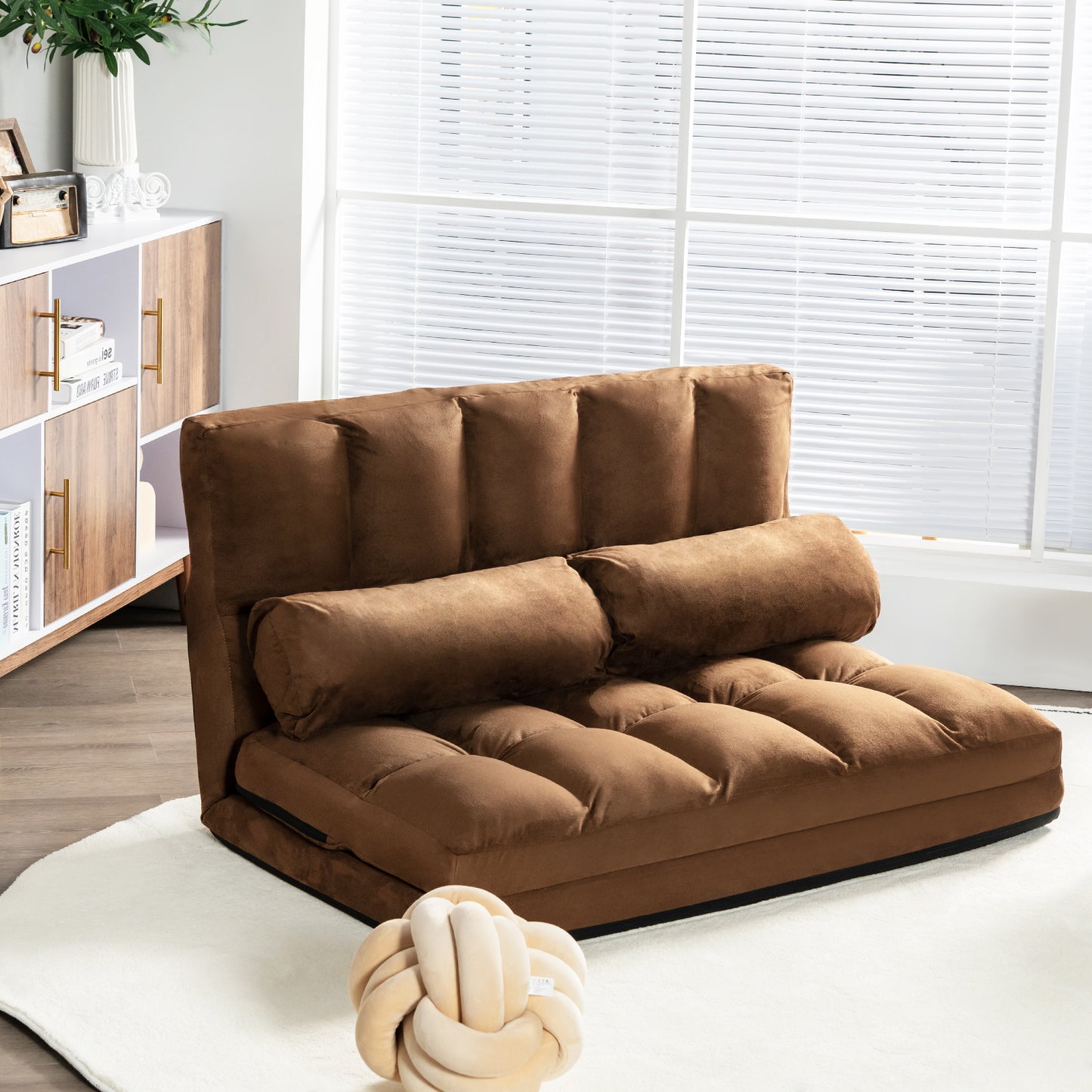 6-Position Foldable Floor Sofa Bed with Removable Cover