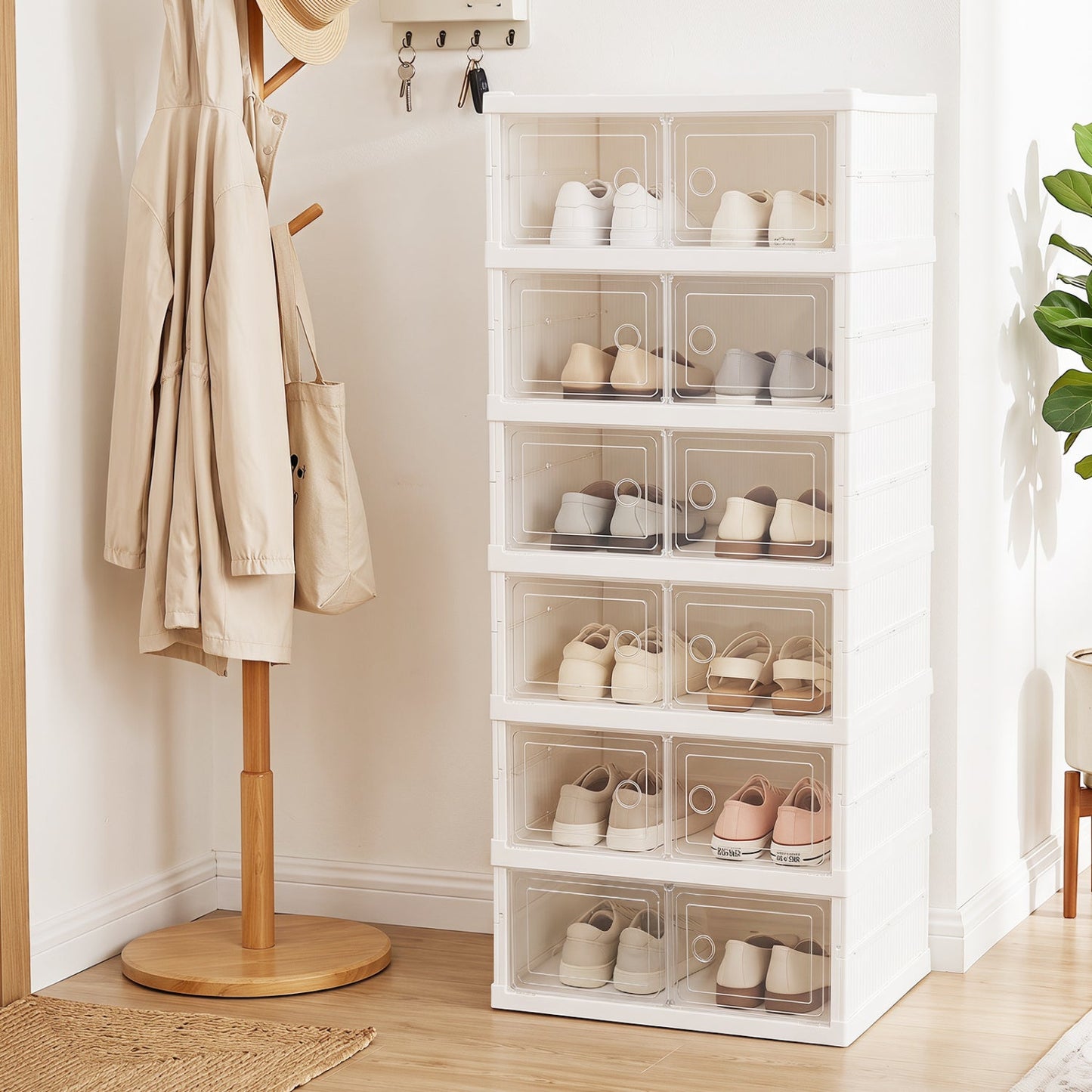 6-Tier Shoe Organizer with Clear Doors for 12 Pairs