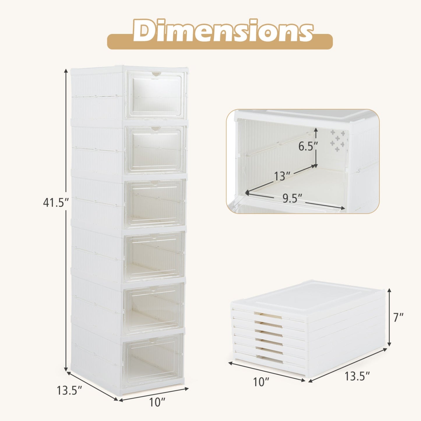 6-Tier Shoe Organizer with Clear Doors - Set of 2