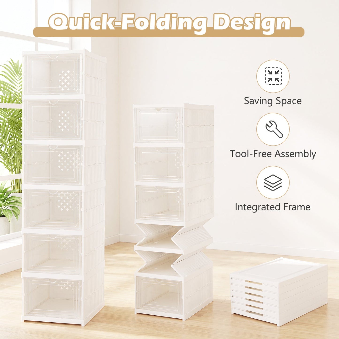 6-Tier Shoe Organizer with Clear Doors - Set of 2