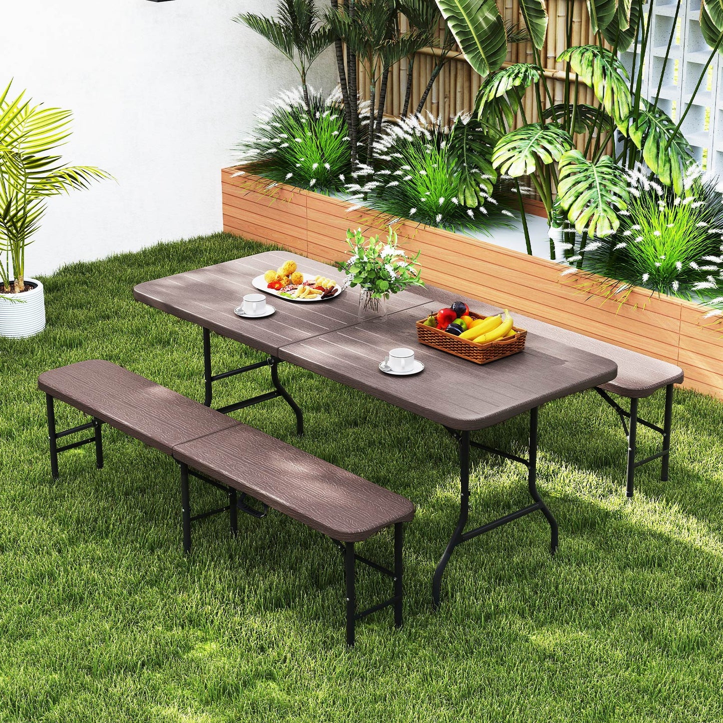 6 Ft Folding Outdoor Bench with 1320 LBS Capacity
