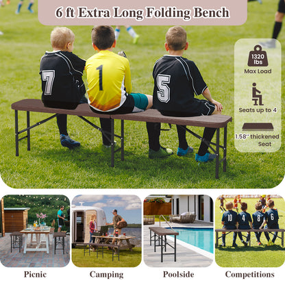 6 Ft Folding Outdoor Bench with 1320 LBS Capacity