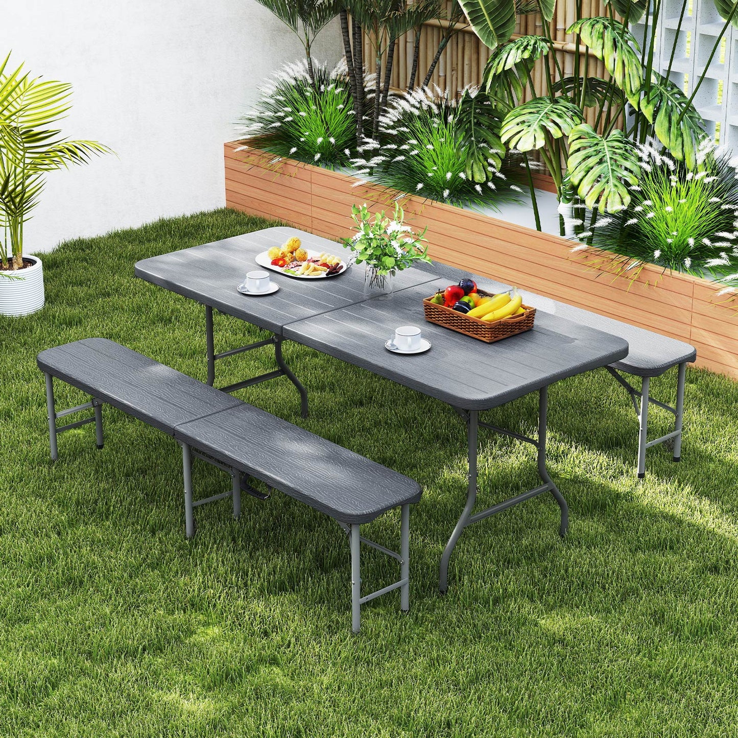 6 Ft Folding Outdoor Bench with 1320 LBS Capacity