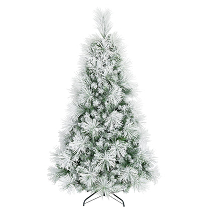 7.5 ft Flocked Pine Christmas Tree with Folding Metal Stand