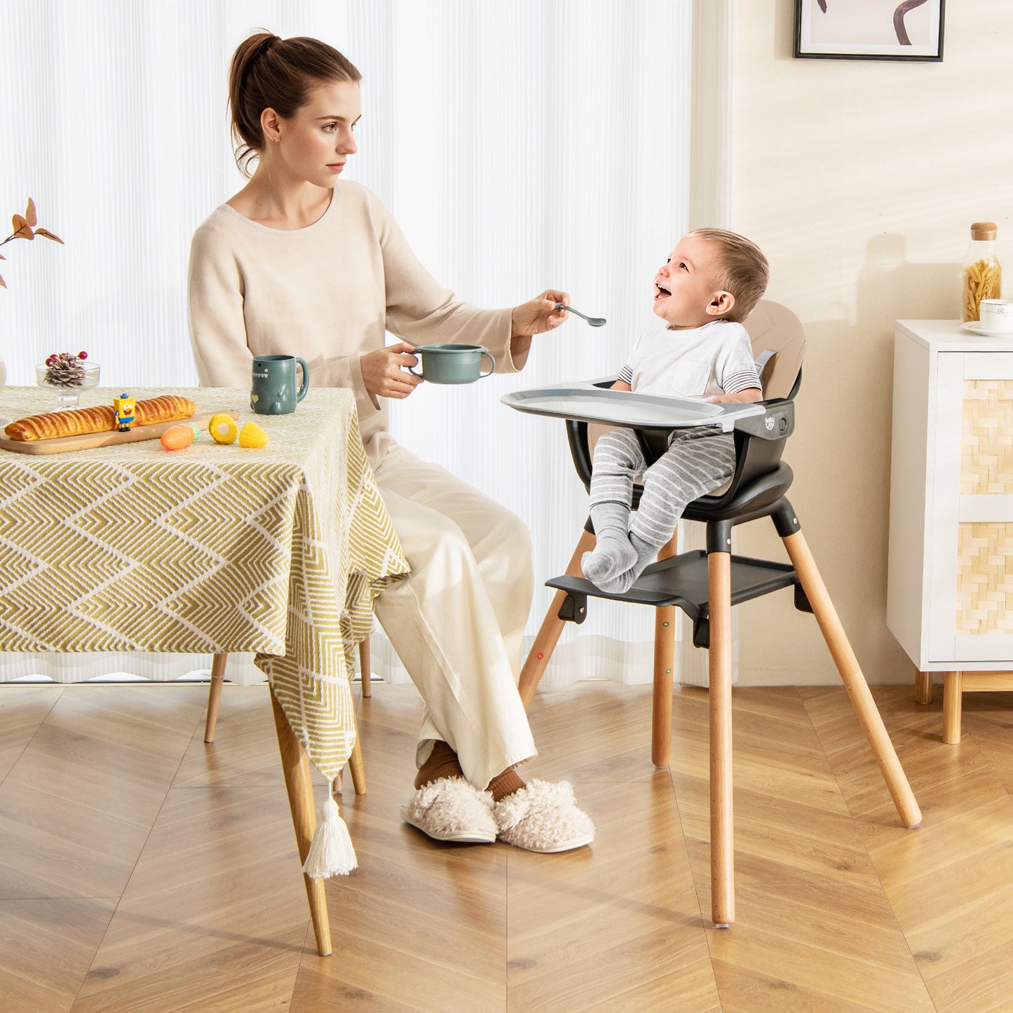 6-in-1 Convertible Baby High Chair with Removable Tray