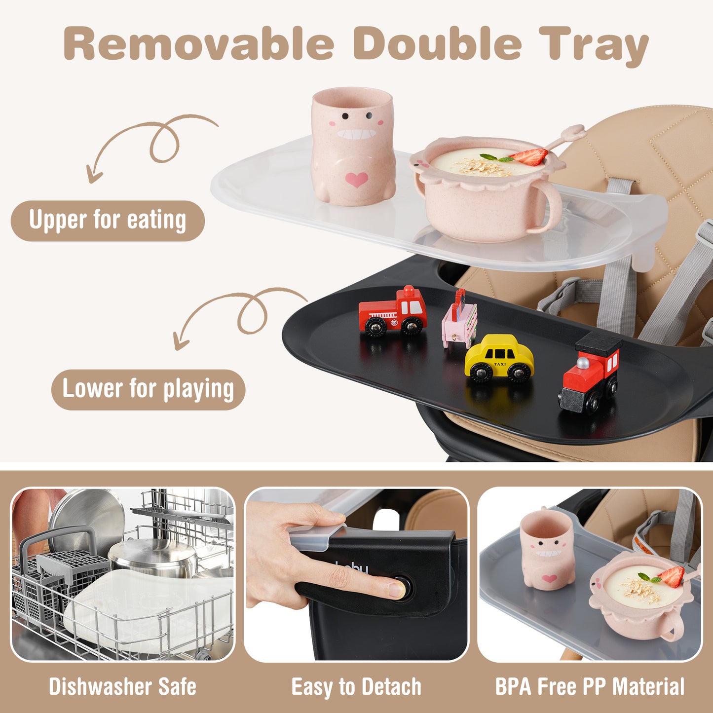 6-in-1 Convertible Baby High Chair with Removable Tray