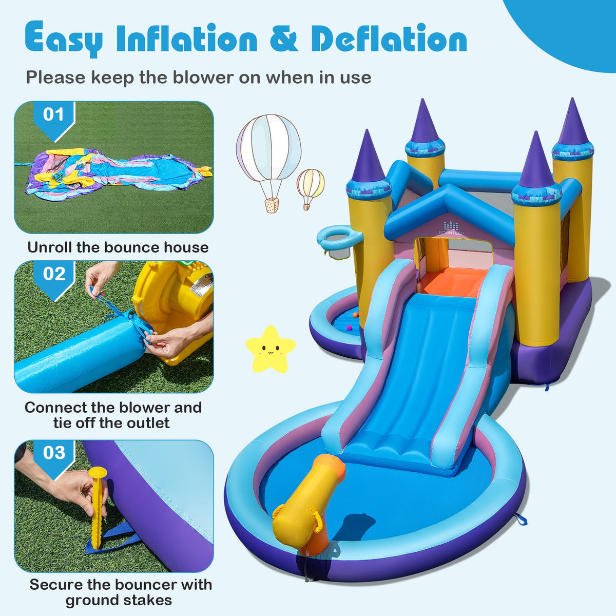 6-in-1 Inflatable Kids Water Park for Yard