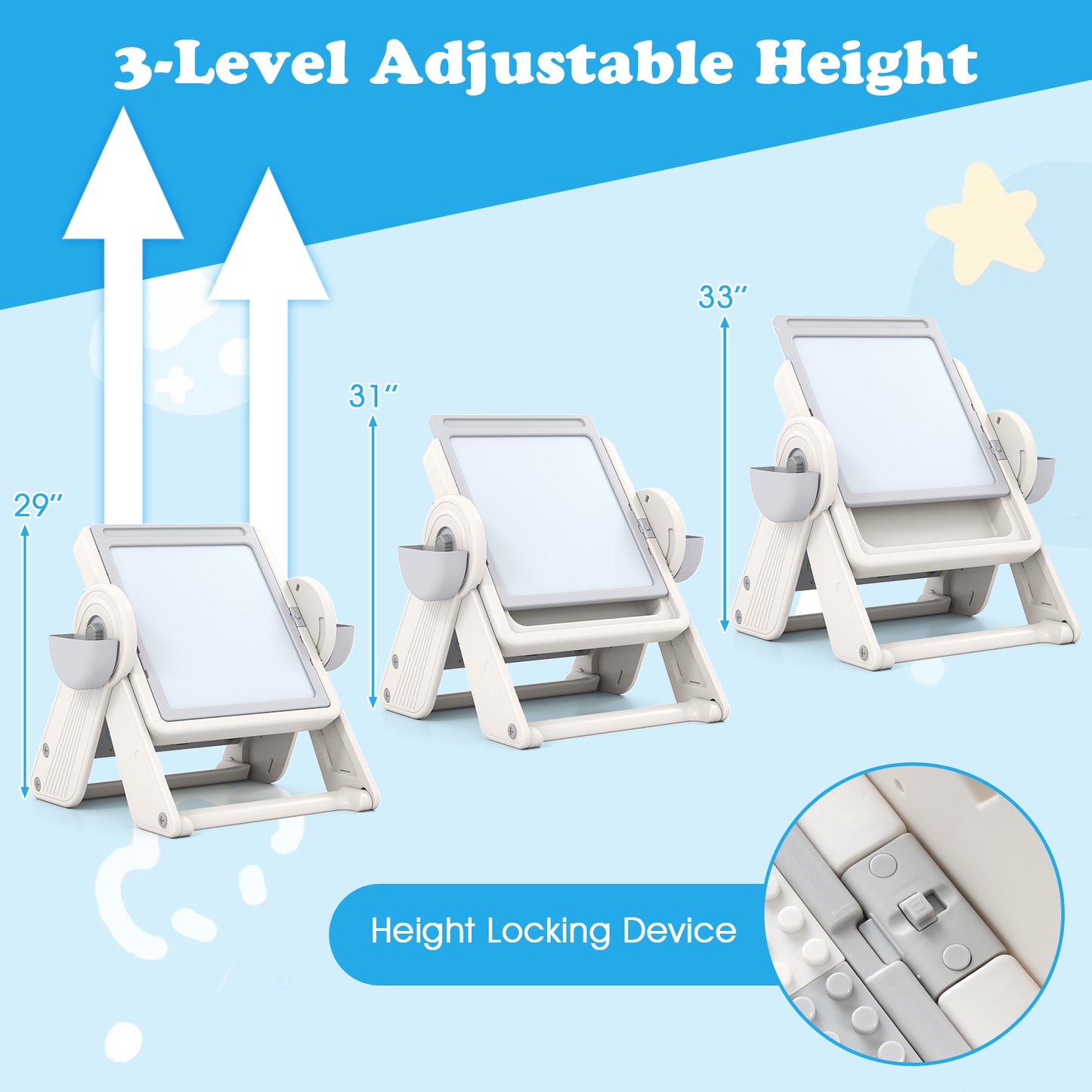 6-in-1 Multi-Activity Kids Table and Chair Set with Easel