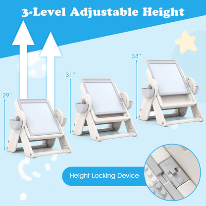 6-in-1 Multi-Activity Kids Table and Chair Set with Easel
