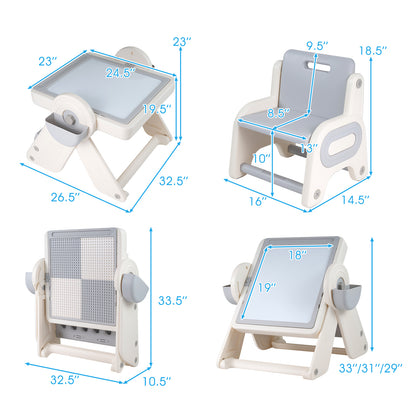 6-in-1 Multi-Activity Kids Table and Chair Set with Easel