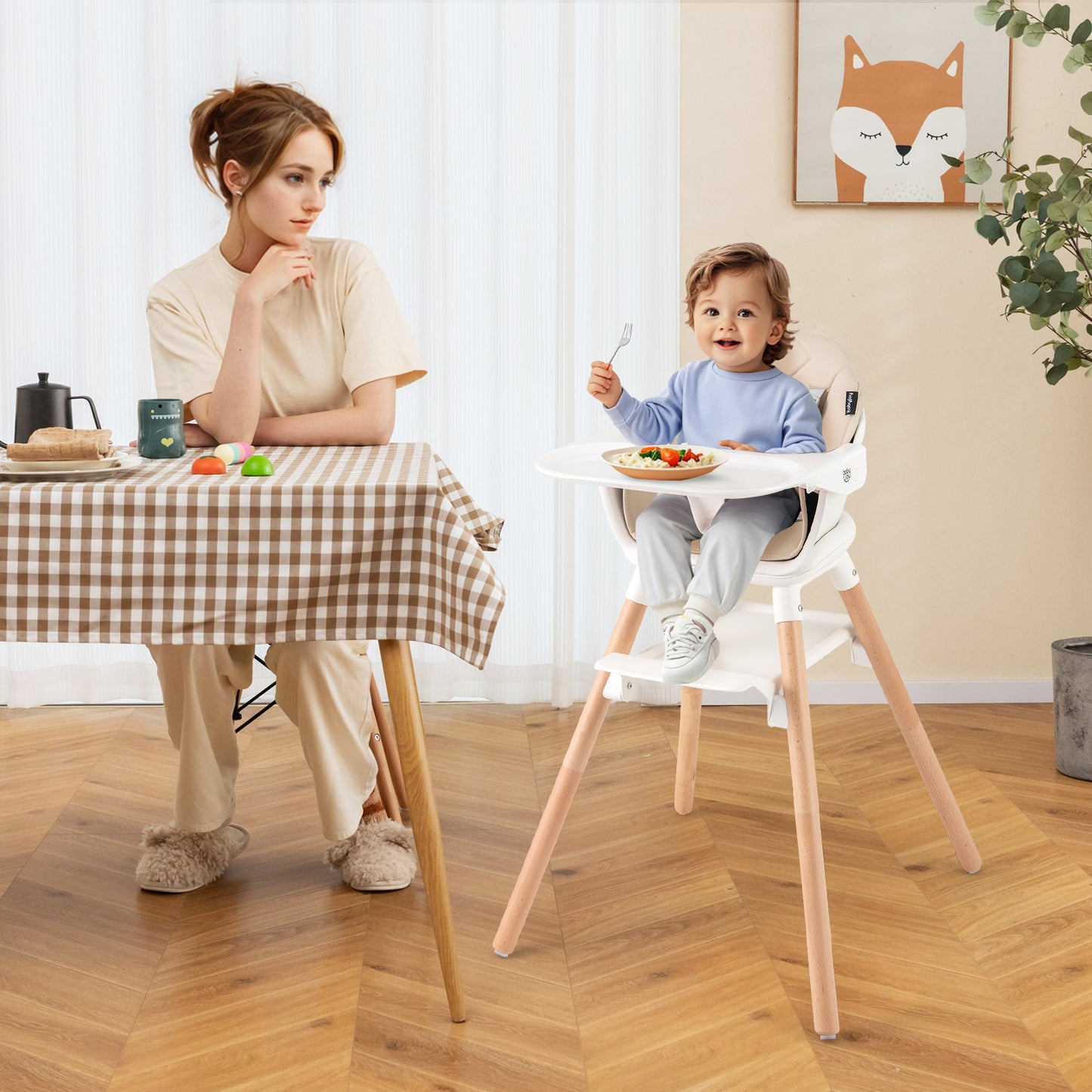 6-in-1 Convertible Baby High Chair with Removable Tray