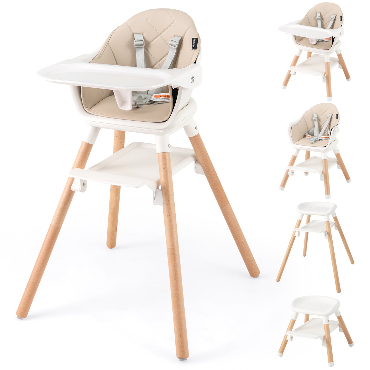 6-in-1 Convertible Baby High Chair with Removable Tray