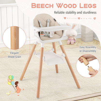 6-in-1 Convertible Baby High Chair with Removable Tray