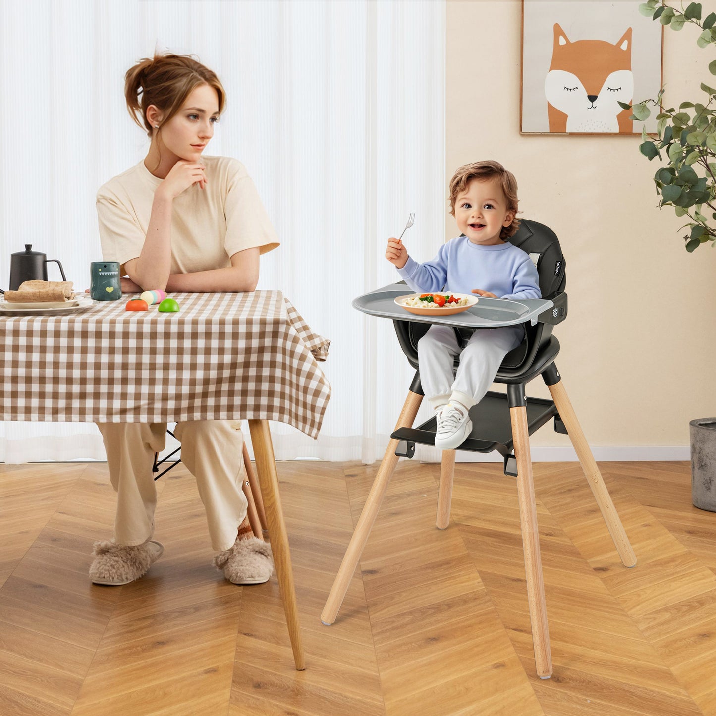 6-in-1 Convertible Baby High Chair with Removable Tray