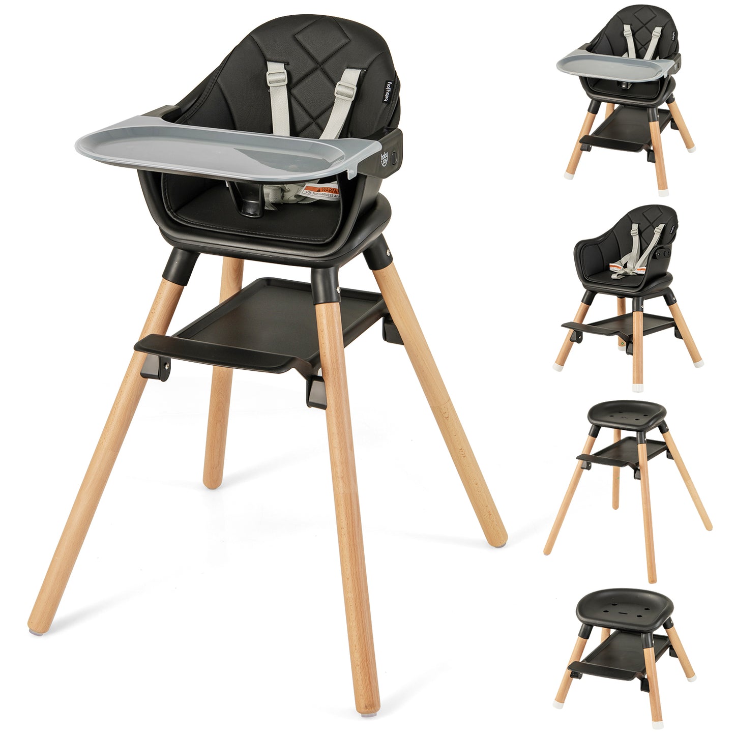 6-in-1 Convertible Baby High Chair with Removable Tray