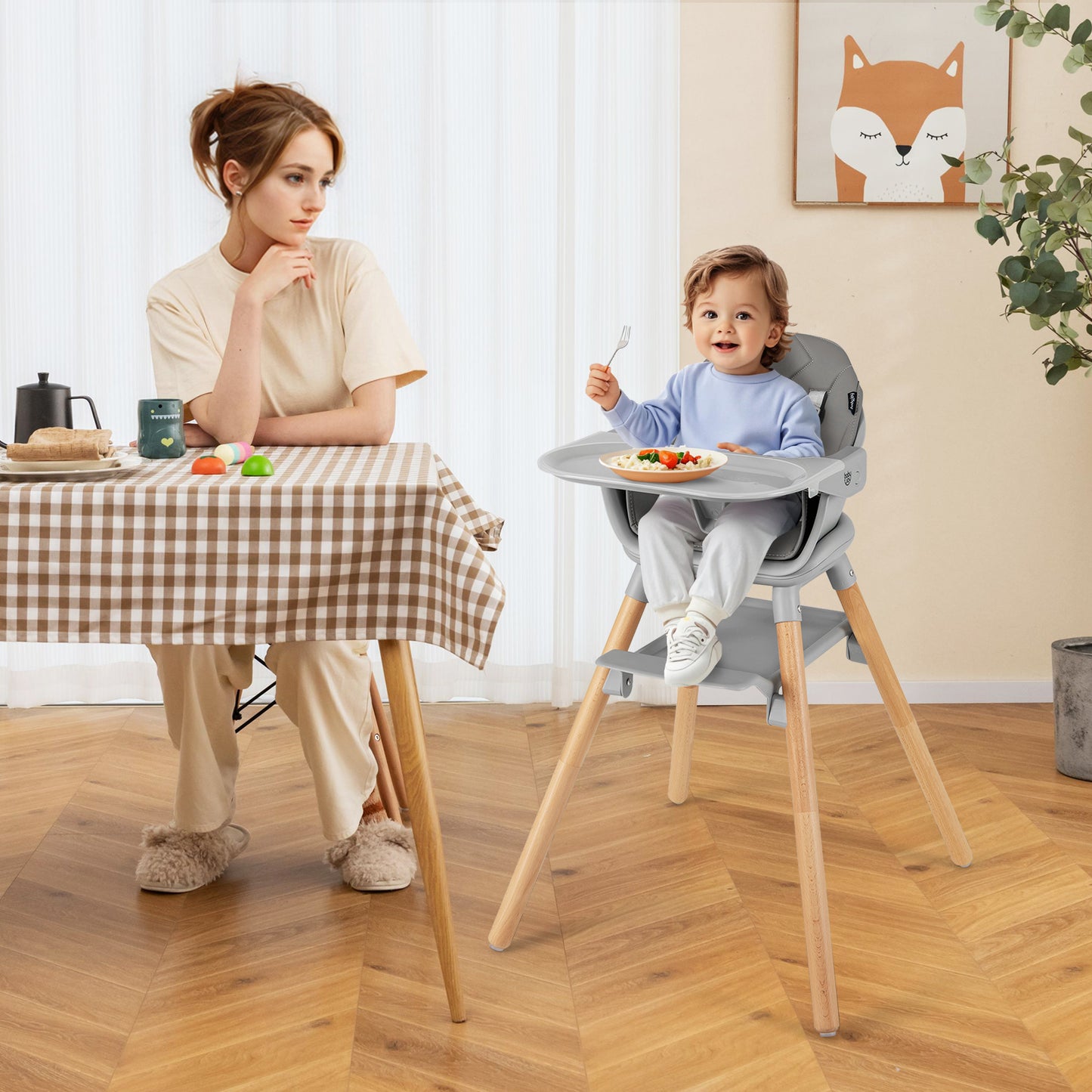 6-in-1 Convertible Baby High Chair with Removable Tray