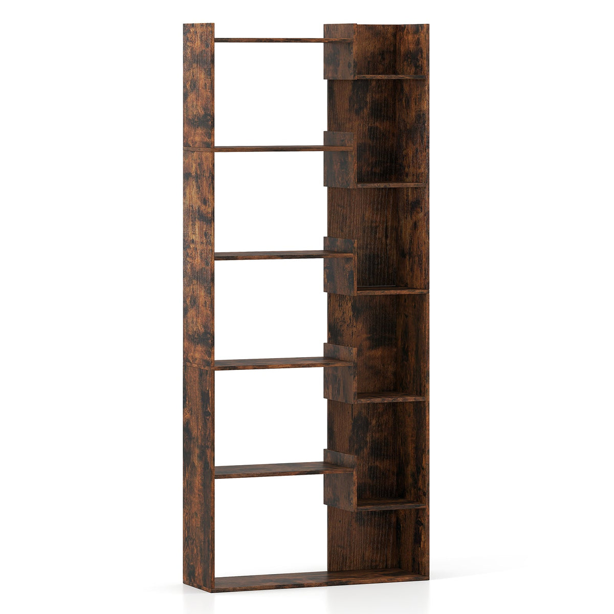 6-Tier Bookshelf Wooden Bookcase with 2 Anti-Tipping Kits Open Display Shelf