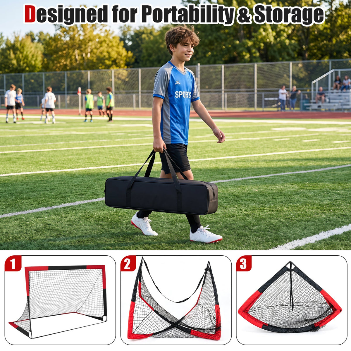 Portable Pop Up Soccer Goals Set 6x4 FT with Target & Cones