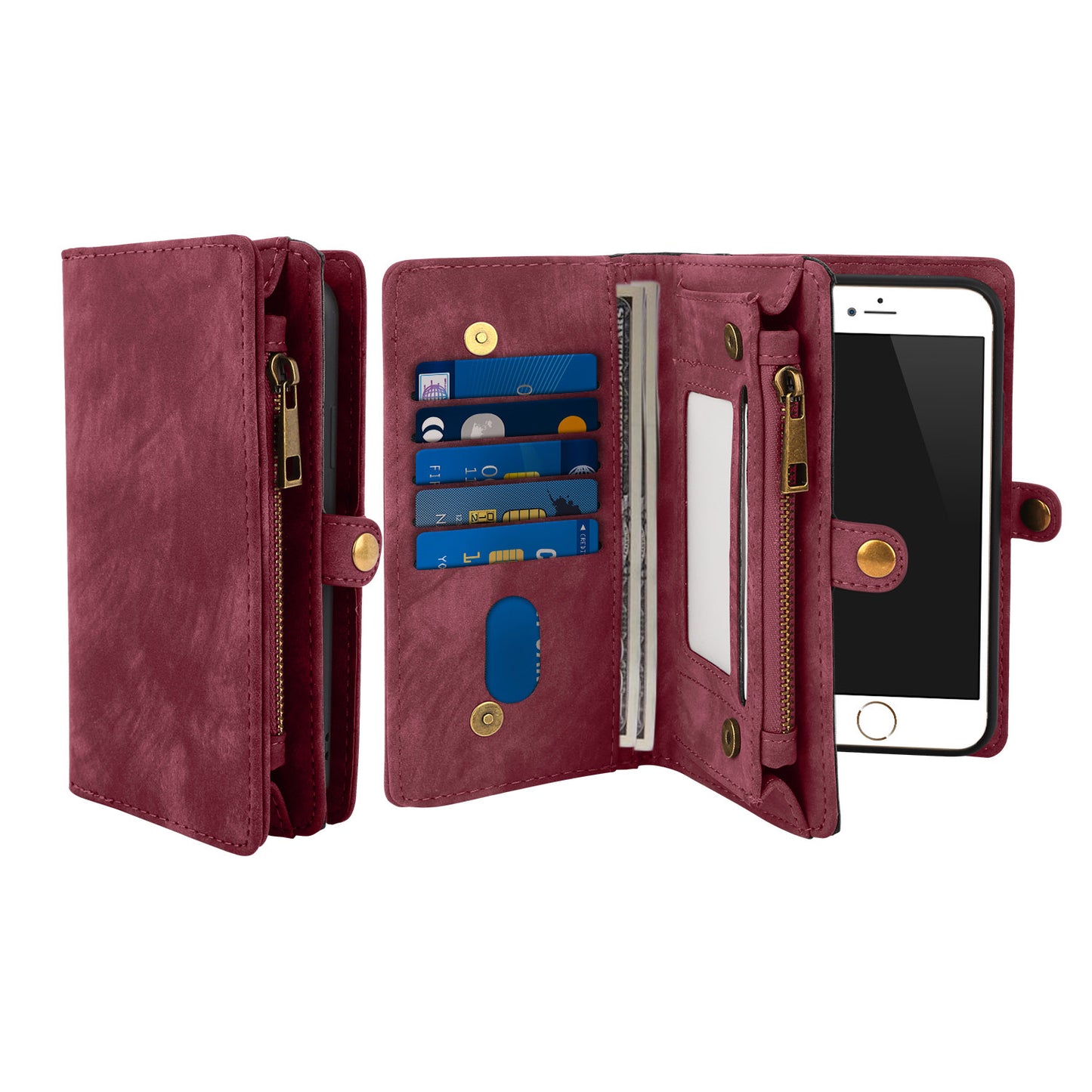 iPhone 7 Plus Wallet Case with Detachable Magnetic Cover