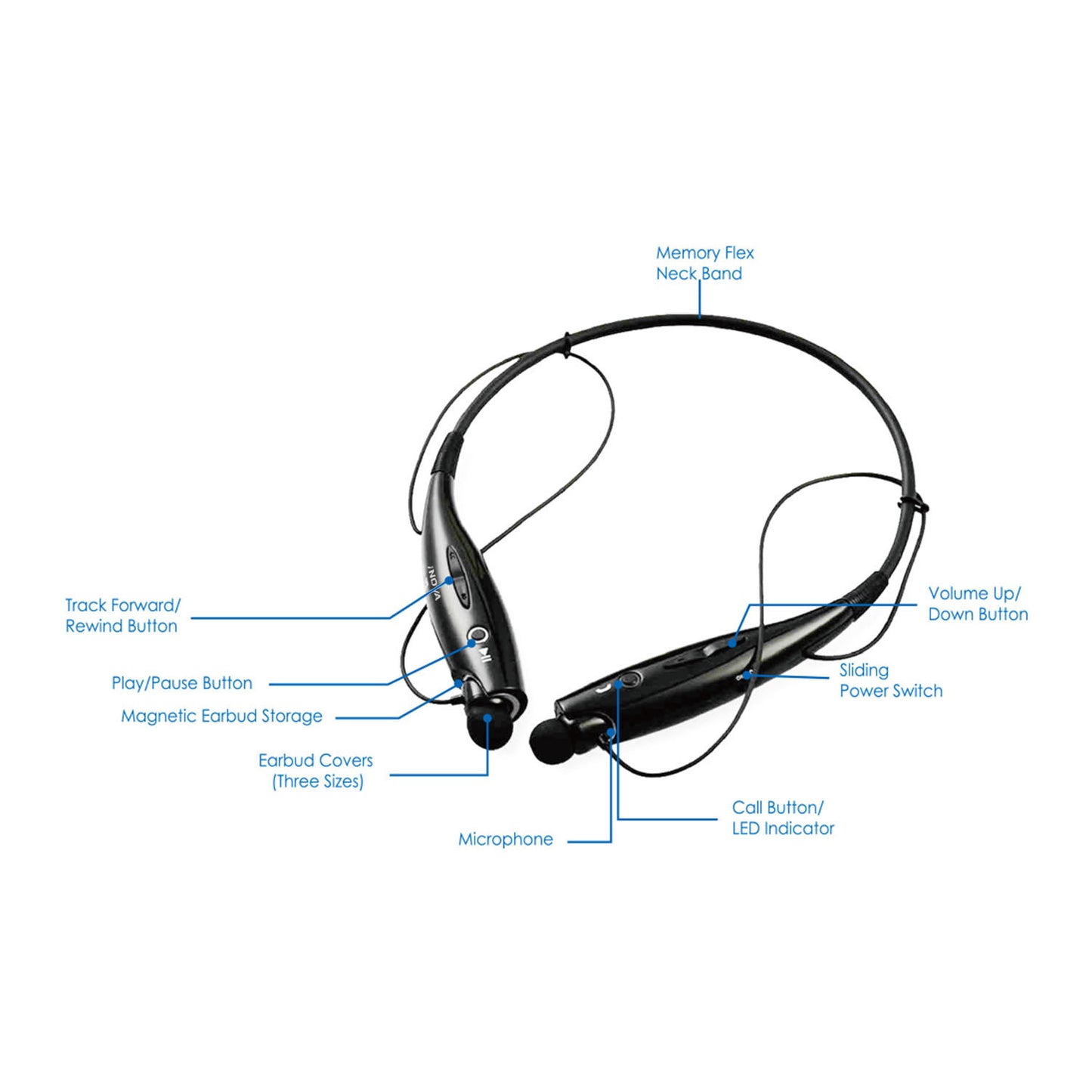Wireless Sports Neckband Headphones with Magnetic Earbuds