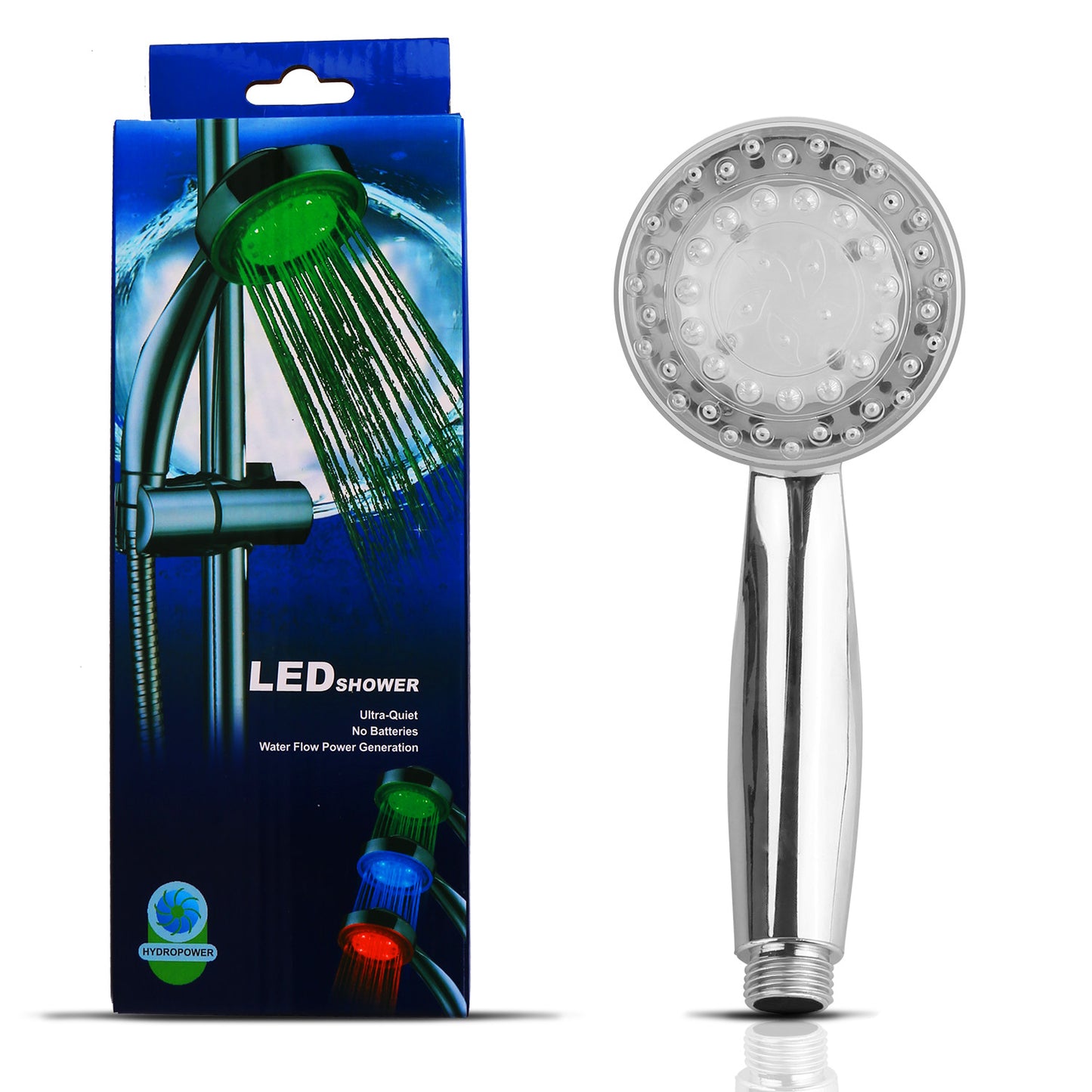 LED Color-Changing Handheld Shower Head with Hydropower